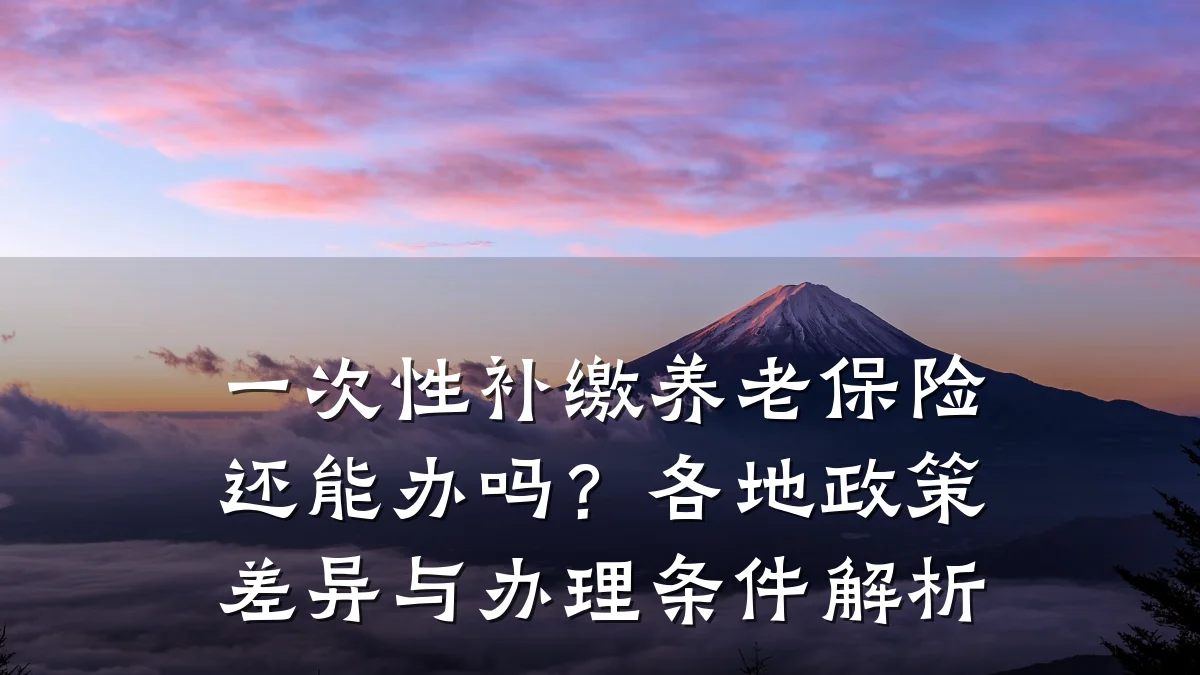 一次性补缴养老保险还能办吗?各地政策差异与办理条件解析