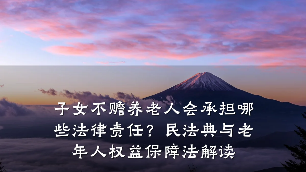子女不赡养老人会承担哪些法律责任?民法典与老年人权益保障法解读