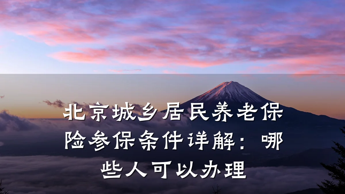 北京城乡居民养老保险参保条件详解:哪些人可以办理