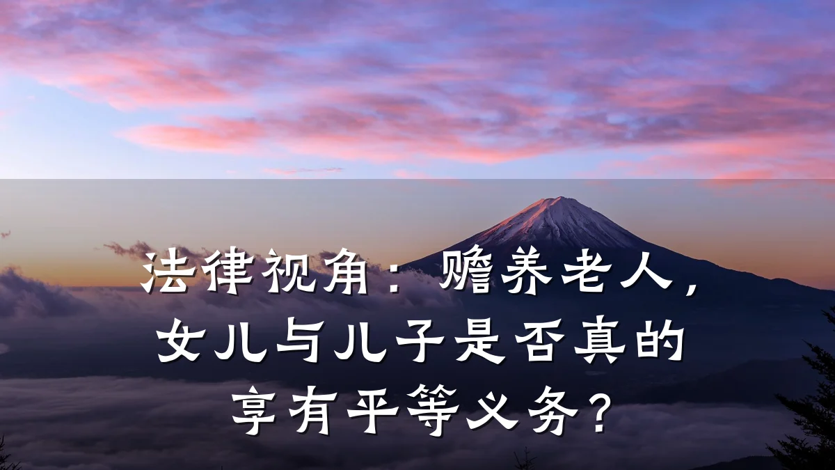 法律视角:赡养老人,女儿与儿子是否真的享有平等义务?