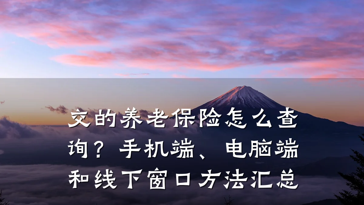 交的养老保险怎么查询?手机端、电脑端和线下窗口方法汇总