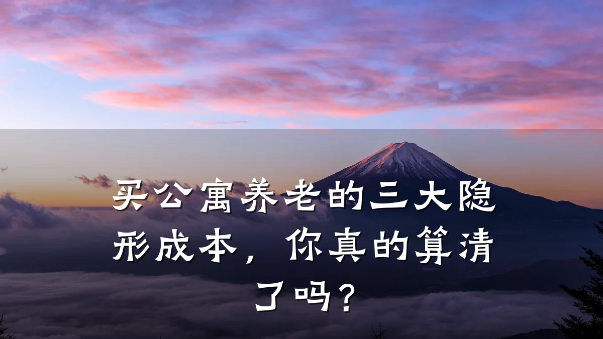 买公寓养老的三大隐形成本,你真的算清了吗?